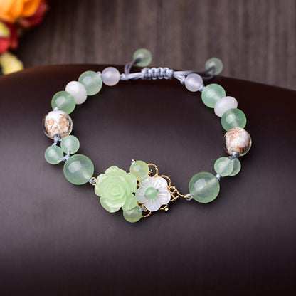 HL1971 Jade Beaded Elastic Bracelet Gradient Green Jade Bead Ladies Bracelet, Suitable for Christmas, Thanksgiving