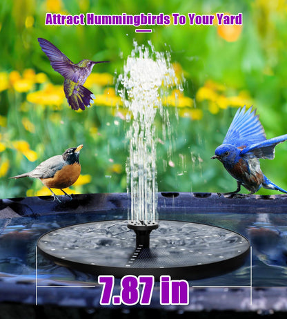 SZMP Solar Fountain 4W Bird Bath Fountains Upgraded 60 LED Lights, Built-in 4000 mAh Battery with 7 Nozzles & 4 Fixers, Solar Water Fountain for Garden, Bird Bath, Pool, Pond, Outdoor