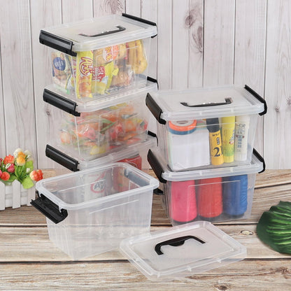 Anbers 3 Quart Small Clear Storage Box with Lid, Set of 6