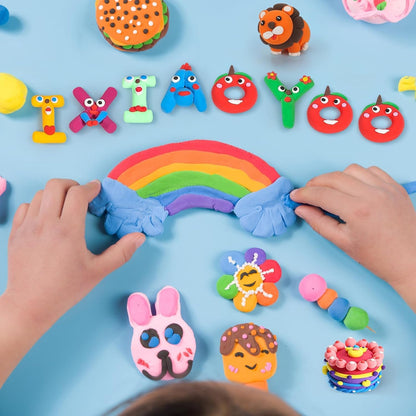 Ixiaoyoo Air Dry Clay, 64 Colors Modeling Clay for Kids, Creative DIY School Arts & Crafts Kit, Soft & Non-Sticky, Birthday & Christmas Toys Gifts for Age 3 4 5 6 7 8+ Years Old Boys Girls Kids