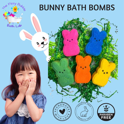 Bunny Bath Bombs made by The Fizzy Bubble Bath Lab, Tested on sensitive skin + eczema, Easter Basket, Gift, Easter, Children's, Fizz, Fun