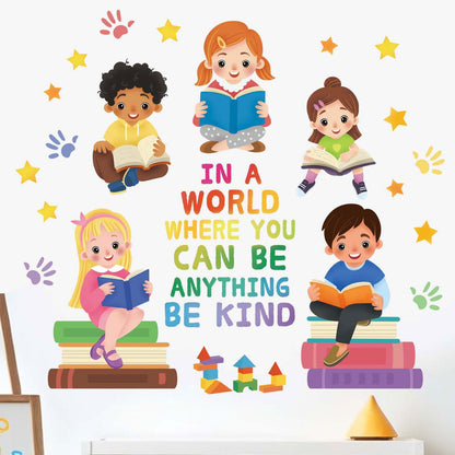 Amimagen Kids Equality Classroom Wall Stickers - Inspirational Positive Quotes Book Wall Decals - Baby Kids Room Daycare Playroom School Library Reading Wall Decor