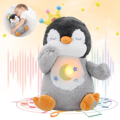 Emoin Breathing Stuffed Penguin Plush, Animal Breathing Penguin Plush Toy with Lights and Music Penguin Gifts Stuff for Adults and Kids