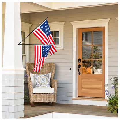 SEEKNEW Black Flag Pole for Outside House, 6 FT Stainless Steel No Tangle Spinning Residential Flagpoles & Two-Position Flag Pole Holder Brackets Mounting for USA Outdoor Flags for Porch(Without Flag)