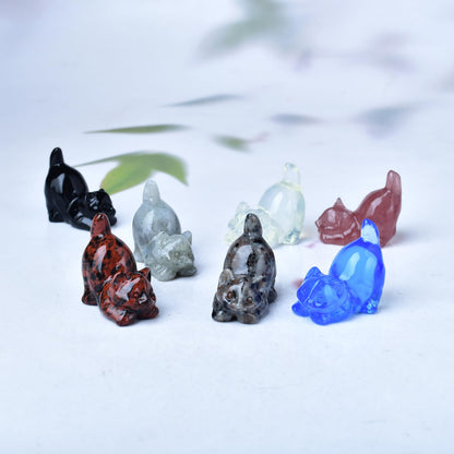 DZJXBZhu Opal Cat Crystal Statue Healing Crystal Reiki Meditation Pocket Gem Guardian Sculpture Home Study Table Desk Decor Collection Gift for Loved Ones