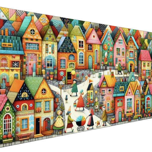 COHAYISY 5D Diamond Art Painting European Town Kit - DIY Paint with Diamond Art Abstract Round Full Drill Craft, Home Decor Embroidery Set with Canvas, Tools, Sparkling Diamonds 15.7x27.5 inch