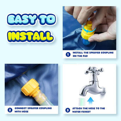 COMMOUDS Splash Pad for Kids and Dogs, Non-Slip Sprinkler Pad Thicken Pool Summer Outdoor Water Toys, Backyard Fountain Play Mat for Baby Toddlers Boys Girls Pet(67Inch)