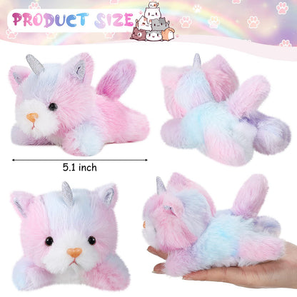 Sumind 8 Pcs Cat Stuffed Animals Bulk Plush Pets 5 Inch Cute Assorted Plush Cats Horse for Birthday Halloween Christmas Party Favors Favors(Horned Cat)