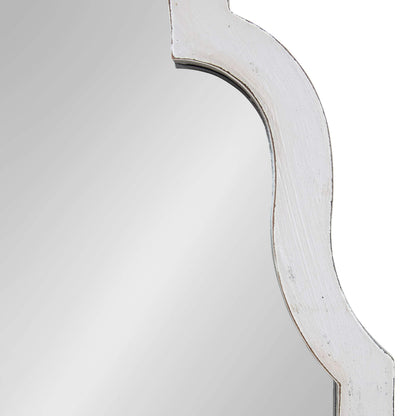 Kate and Laurel Damara Moroccan Style Hand Painted Arch Mirror with Reclaimed Wood, 26x48, Antique White
