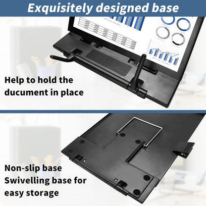 TONOS Paper Stand Document Holder - Quality Document Holder for Desk, Paper Stands for Desk When Typing, Sturdy Stainless Steel Copy Holder, Adjustable Angle, Papers Holder Stand for Desk Typing
