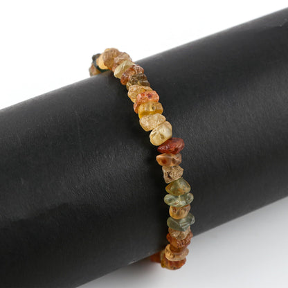 CRYSTALINES Genuine Raw Brown Zircon Gemstone Bracelet, Handmade Bohemian Jewelry, Rough Stone Gold Plated Bracelet, Chakra & Healing Crystals, Christmas Gift for Her (Size.7+1inch)