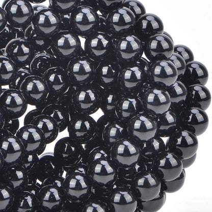 100Pcs Natural Crystal Beads Stone Gemstone Round Loose Energy Healing Beads with Free Crystal Stretch Cord for Jewelry Making (Black Onyx, 8MM)