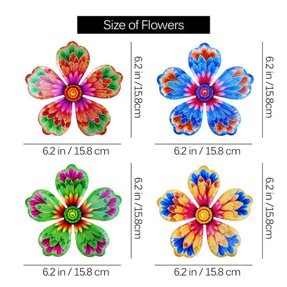 Giyyomtr Metal Flowers Wall Decor - 4pcs 6.2'' Metal Wall Art Hanging Decorations for Outdoor Fence Garden Yard Patio Exterior Wall Decor