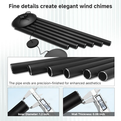 45" Large Wind Chimes for Outside, 6 Thick and Bold Aluminum Tubes Tuned Relaxing Melody Wind Chime Deep Tone, Big Wind Chimes for Garden Patio Decor, Great Gift Idea for Mother's Day (Black)