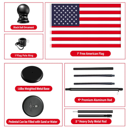 SENZHIYI Indoor Telescoping Flag Pole with Base 6FT-8FT,Aluminum Commercial Indoor Flagpole with Black Ball Top Finial,Heavy Duty Indoor Flag Pole Kit for Office School City Hall