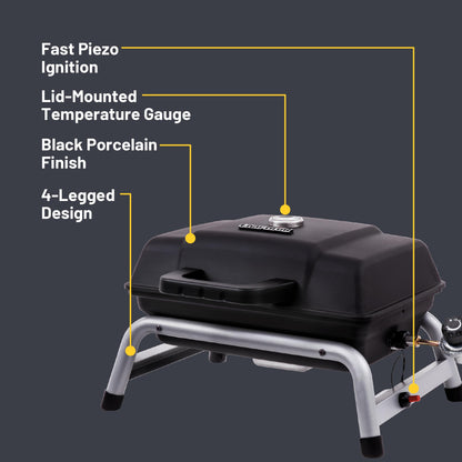 Charbroil 1-Burner Portable Propane Gas Grill, Black – 17402049