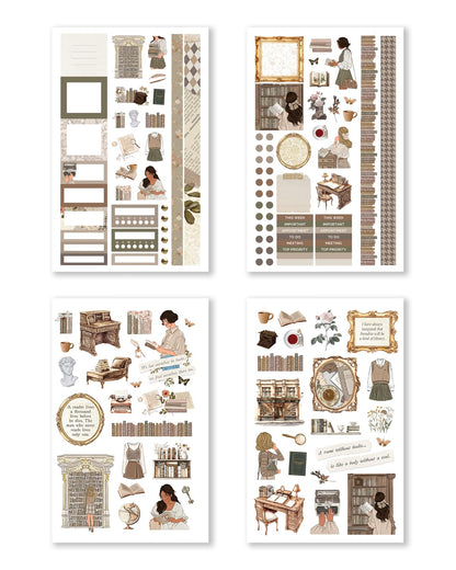 Hobonichi Compatible A5 Planner Sticker Book – Academia Collection Bookish Decorative & Functional Stickers for Cousin & Weeks Size Planners, Reading Journals & Creative Planning