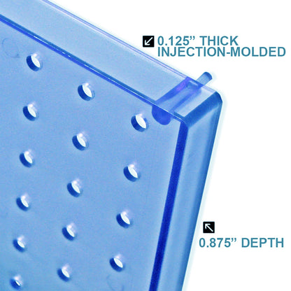 Azar Displays 900945-BLU The DIY Multi-purpose 70-piece Pegboard Wall Organizer Kit with Two Panels and Accessory Assortment, Panel Sizes: 13.5” W x 22” H each, Blue