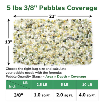 GreatBuddy 5-lb Decorative Rocks for Indoor Plants, 3/8" Jade Pebbles for Planters, Gravel for Succulent, Vases, Bamboo, Garden Landscaping, Crafts, Aquariums, Natural Polished