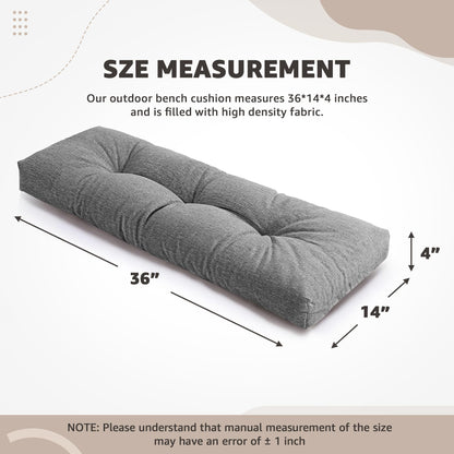 DANGHOOGY Indoor Bench Cushions, Tufted High-Density Foam Cushions for Indoor Furniture, Soft Bench Seat Cushion with Non-Slip Bottom, 36" X 14" X 4 (Grey)