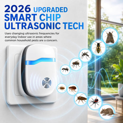 (2026 Upgraded) Ultrasonic Rodent & Pest Indoor Repeller - Stronger Driving Force, Repellent for Mouse, Rats, Roaches, Spiders, Bugs, Ants, Quiet for Home, Plug-in Control Device (6 Pack)