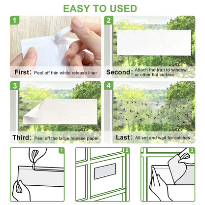 LFSYS 50 Pack Window Fly Trap, Fruit Fly Traps for Indoors, Fly Paper Sticky Strips, Fly Traps for Indoors Clear
