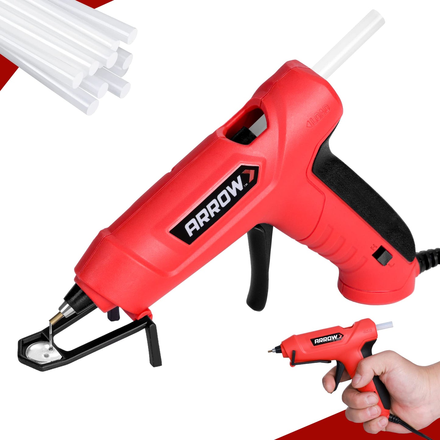 Arrow Mini Hot Glue Gun, Dual Temp Glue Gun Kit with 24Pcs Mini Glue Sticks, High/Low Temp Fast Heating Glue Guns with Stand for DIY, Decoration, Crafts, Quick Repairs