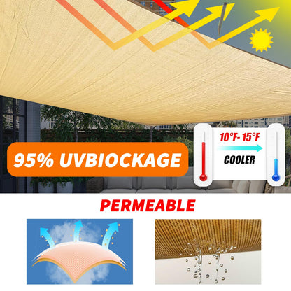 20' x20' x20'Sun Shade Sail Curved Commercial Outdoor Shade Cover Dark Grey Triangle Heavy Duty Permeable 185GSM UV Block Sunshade for Backyard Yard Deck Patio Garden Outdoor Activities and Facility