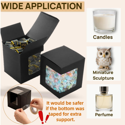 AVLA 50 Pack Mug Boxes for Gifts, Black Sublimation Mugs Packaging Box, 11oz 12oz 15oz Coffee Mugs Boxes with Window for Wrapping Birthdays Wedding Anniversaries Christmas