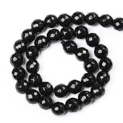 36pcs 10mm Natural Faceted Black Agate Stone Beads for Jewelry Making Energy Healing Beads DIY Bracelet Necklace Accessories 15" (10mm, Faceted Black Agate)