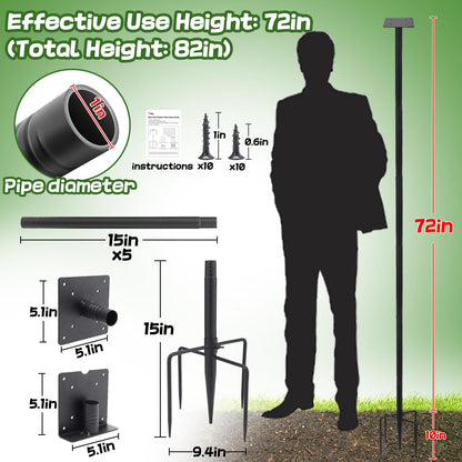 Bird Feeder Pole for Outdoors - 82in Tall Adjustable Heavy Duty Bird House Feeding Station with 5-Prong Anchor for Outside Garden Wild Bluebirds Watching
