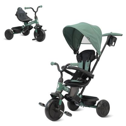 QPlay Baby Tricycle Ages 10 Months - 6 Years,6 in 1 Toddler Tricycle Stroller with Adjustable Parent Handle,Safety Harness & Wheel Brakes,Removable Canopy, Trike Bike Gifts for Boys & Girls (Green)
