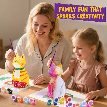 Paint Your Own Cat Lamp Kit, Arts and Crafts for Kids Ages 8-12, Art Supplies Painting kit for Kids 6-12, Cat Night Light Toys Girls Boy Birthday Easter Gifts for Kids Ages 3 4 5 6 7 8 9 10 11 12+