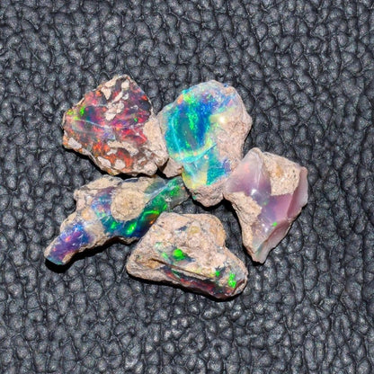 Natural 50 Cts Raw Ethiopian Opal Rough Gemstones Lot Multi Fire Welo Opal Stones for Tumbling & Jewelry Making Supplies Healing Crystals Gems Rocks Loose Gemstones