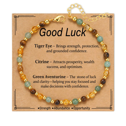 Kenailw Good Luck Gifts Bracelet for Women Crystals Green Aventurine Pulsera De La Suerte Natural Stones Jewelry Best Friend Aunt Daughter Coworker Gift