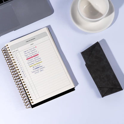 FLYING EGALE Meeting Notebook,8.5"x11" Professional Notebooks for Work - 240 Pages, A4 Size Project Planner, Spiral Meeting Agenda Organizer for Women Men, Large journal for Note Taking, Black