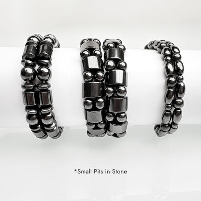VIKI LYNN 2 Sets of Hematite Metal Megnetic Therapy Bracelets+2 Pcs of Magnetic Anklets Good for Health