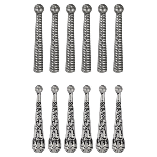 PATIKIL 12Pcs Bolo Tie Tips, 2 Carved Style Vintage Bolo Tie Supplies Replacement Cord End Caps for Clothes Decor DIY Crafts Jewelry Findings, Dark Silver