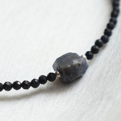Gempires Blue Sapphire Beaded Bracelet With Raw Sapphire Crystal Jewelry September Birthstone Handmade Gifts Hypoallergenic 8 Inch Silver Plated Lightweight Gemstone Bracelets