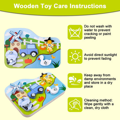 Montessori Screwdriver Board Set - Wooden Montessori Toys for 3 Year Old Kids and Toddlers, Fine Motor Skills Learning, STEM Toys, Gift for Boys and Girls (Farm Series)