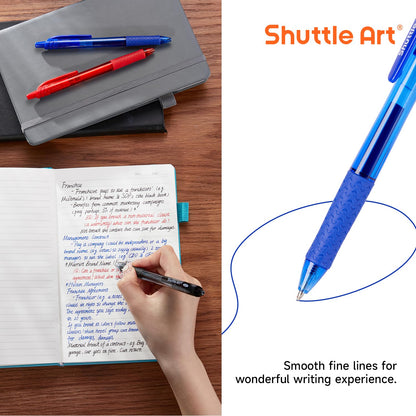 Shuttle Art Retractable Gel Pens, 20 Pack 0.7mm Medium Point Rollerball 10 Black 5 Red 5 Blue Ink Pens Smooth Writing with Comfortable Grip for Writing Journaling Taking Notes Office School Home