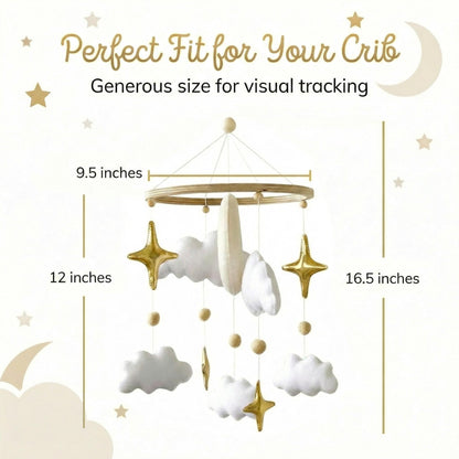 Emmnnic Baby Mobile for Crib - Handmade Modern Boho Baby Mobiles for Bassinet Felt Nursery Mobile Gender Neutral - Gold Moon and Stars - Girl Cribs Decorations