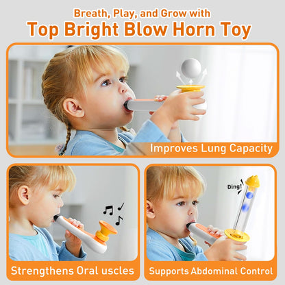TOP BRIGHT 3in1 Sensory Toys for Toddlers Autism, Montessori Toddler Toys for 3 4 5 Year Old with Whistle, Ball Blowing, Floating Blow Pipe Balls Birthday Gift