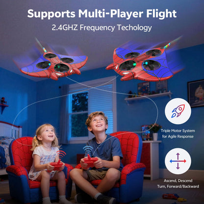 RC Plane Spider Toys for Kids, 2.4Hz 3.5CH Foam Remote Control Airplane with Altitude Hold, One Button Takeoff/Landing, 360° Stunt Flips, LED Lights, Ideal Gift for Kids, Boys & Girls Beginners