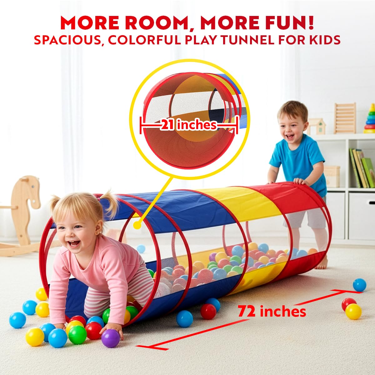 Playz Extra-Large Play Tunnel for Toddlers 1-3 Years – Pop-Up Baby Crawl Tube, Sensory Activity, Indoor & Outdoor Kids Toy, Collapsible for Easy Storage
