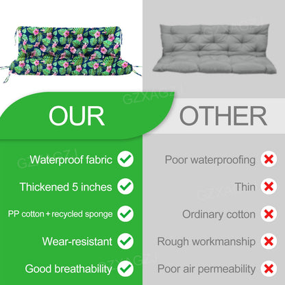 GZXAGZJ Porch Swing Cushions 70x40 inch Waterproof Outdoor Swing Cushions with Backrest and Ties Thicken 5" Swing Cushion for Outdoor Furniture Garden Lawn Patio Backyard (Rainforest Pattern)