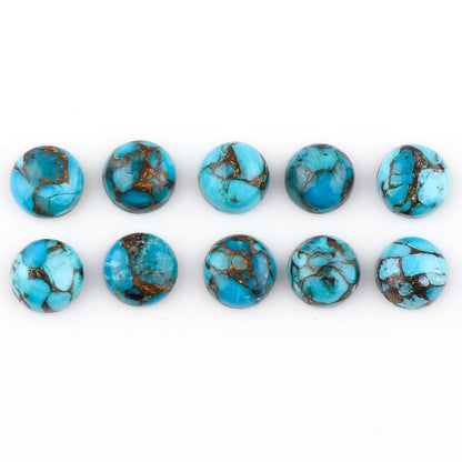 CRYSTALIS (10pcs) Copper Turquoise, Rounds, Natural Cabochon Crystals, Loose Gemstone, Wholesale Bulk, Jewelry Making Supply, Chakra Healing, Polished Stone, DIY, Craft, Gem Collectibles (6-7mm)