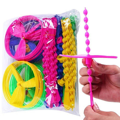 JIEOU Flying Helicopter Toy, 20 Sets Hand the Rotating Circle Helicopter, Bamboo Dragonfly Hand Rub Plastic Propeller for Outdoor Toy Kids Gift Flying (Colorful)