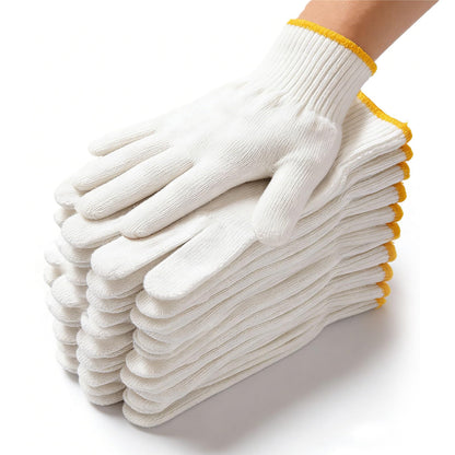 GloveRiant Unisex Cotton Work Gloves - Wear-Resistant, Anti-Slip Knitted Safety Gloves for Construction, Cooking, BBQ and Gardening (12 pairs)