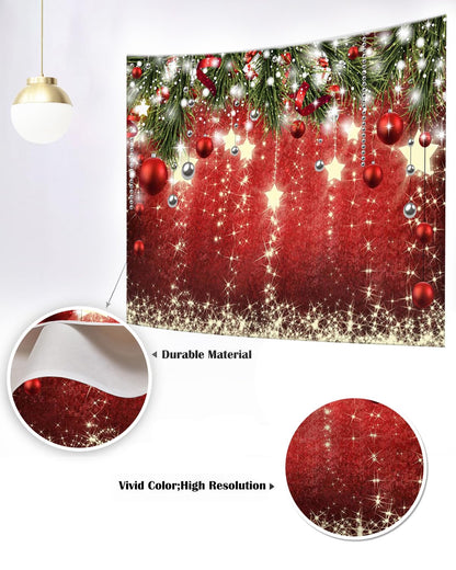 Mocsicka Christmas Backdrop Red Ball Xmas Merry Christams Party Decorations for Family Holiday Christmas for Photography Photo Booth Props (Red, 12x10ft(144"x120"))